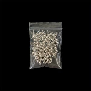 5mm Silver-Plated Ball Earring Post With Open Ring DIY Jewelry Finding